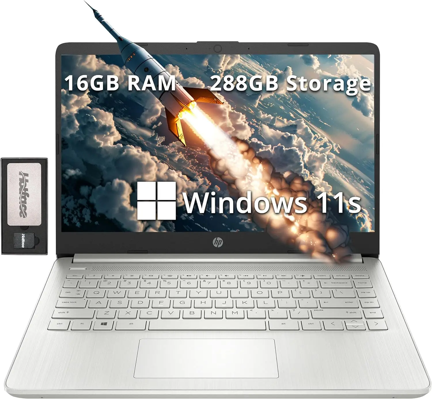 Stream 14" HD BrightView Laptop, Intel Pentium Silver N5030, 16GB RAM, 288GB Storage (128GB SSD + 160GB Docking Station Set), In