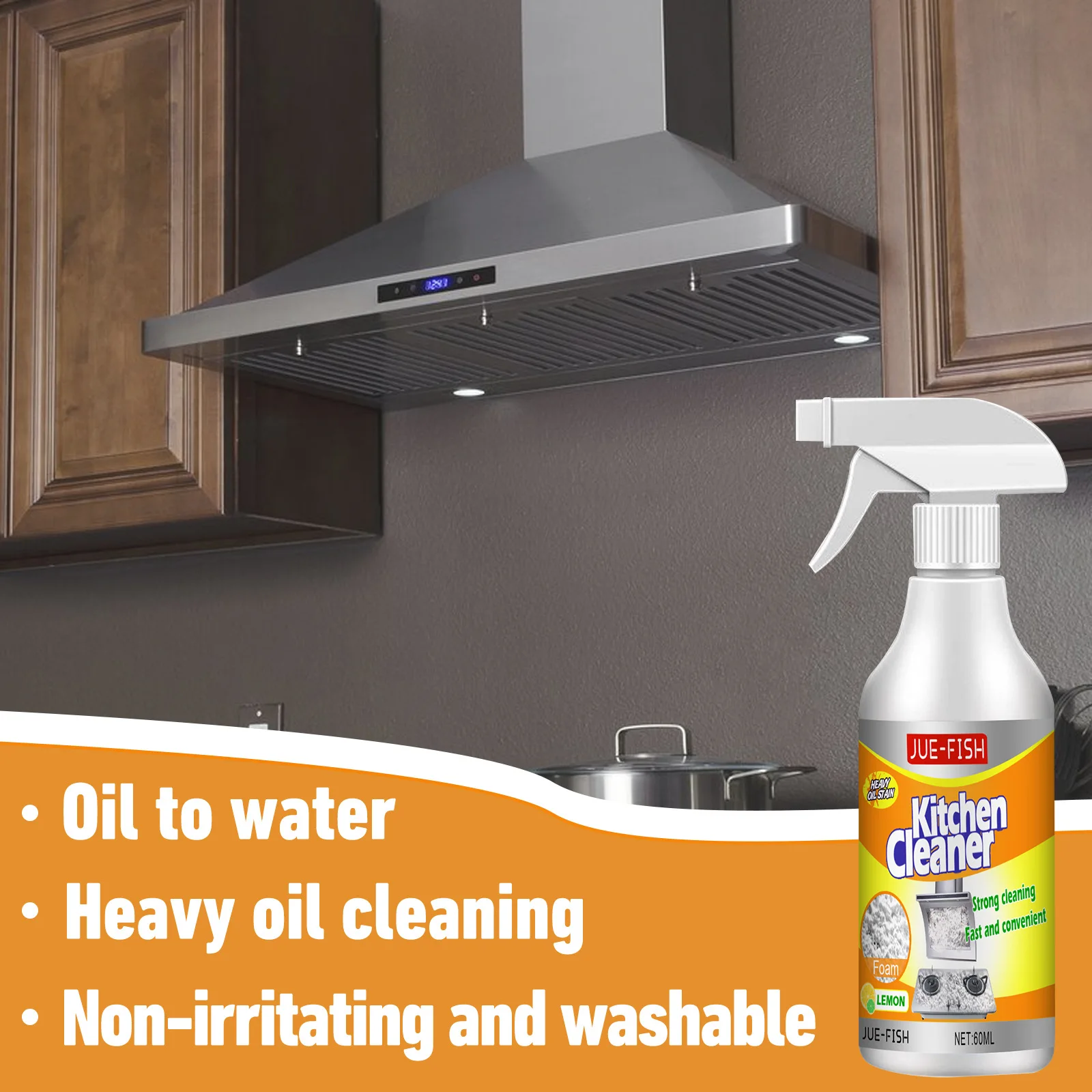 Jue-Fish Kitchen Foam Cleaner Household Cooktop Cleaner Exhaust Fan Kitchen Hood Heavy Oil Foam