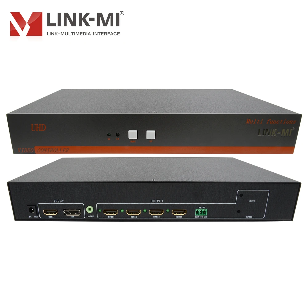 Фото LINK-MI 1X4 4K HDMI настенный контроллер 4K60Hz 4-портовый многоэкранный удлинитель Поддержка порта 1x2,1x3,2x1,2x2,3x1 видеостена для 4 телевизоров №3