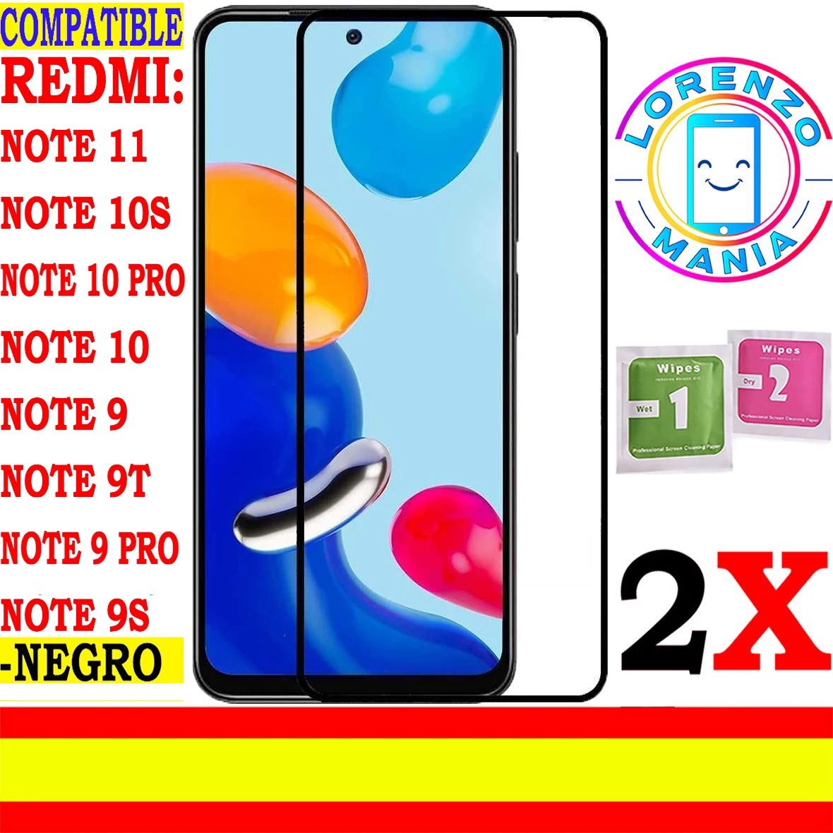 Xiaomi Redmi Note 11 Proteggi Schermo Compatibile, Redmi Note 10 4G 5G, Redmi Note 10S, Redmi Note 10 Pro, Redmi Note 9T, Redmi Note 9, Redmi Note 9 P