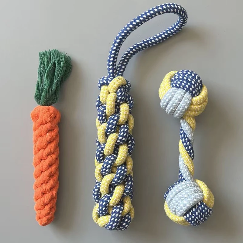 Pet Toys Dog Molar Knot Toy Cotton Rope Weaving Bite Rope Bite Ball