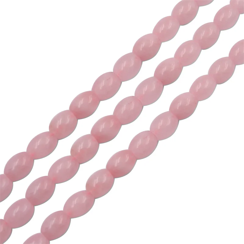 

Rose Quartz Pink Crystal Beads Strand Oval Rice Shape 7x9mm Natural Mineral Stone For Making Jewelry Earring Bracelet Necklace