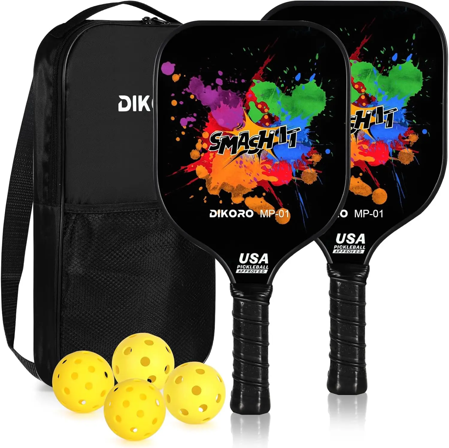Dikoro Pickleball Paddles Set Usapa Approvato In Fibra Di Vetro Con 2 Racchette Da Pickleball Famiglie Accessori Per Paddle Per Uomini E Donne