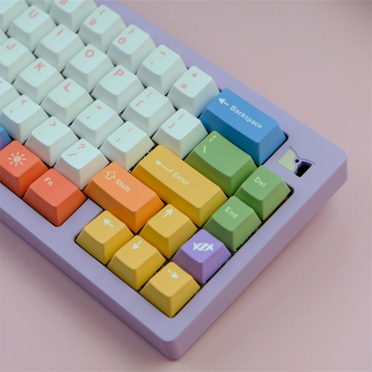 Chaves Gmk Rainbow Keycaps Cereja Perfil Pbt Tintura Sublimação Teclado Mecânico para mx Switch com Mudança 1.75u 129 - Imagem 6