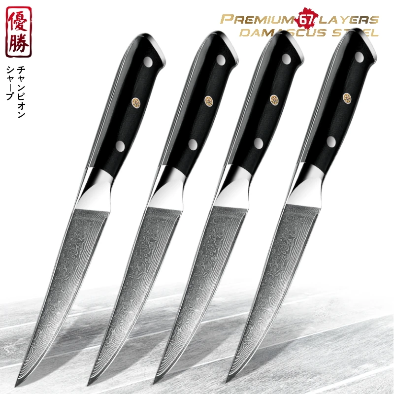 GRANDSHARP 4Pcs Damascus Steak Knife Set 67 Layers vg10 Japanese Damascus  Kitchen Knives Chef's Professional Cooking Tool Gift - AliExpress