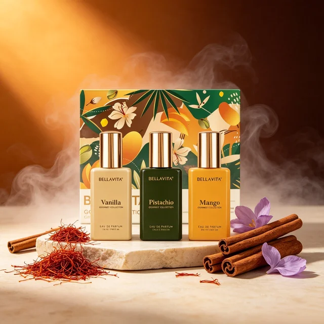BELLAVITA Gourmet Collection Gift Set 3x20ml Unisex Perfume Vanilla Mango Long-lasting fragrance for men and women, suitable for everyday use.