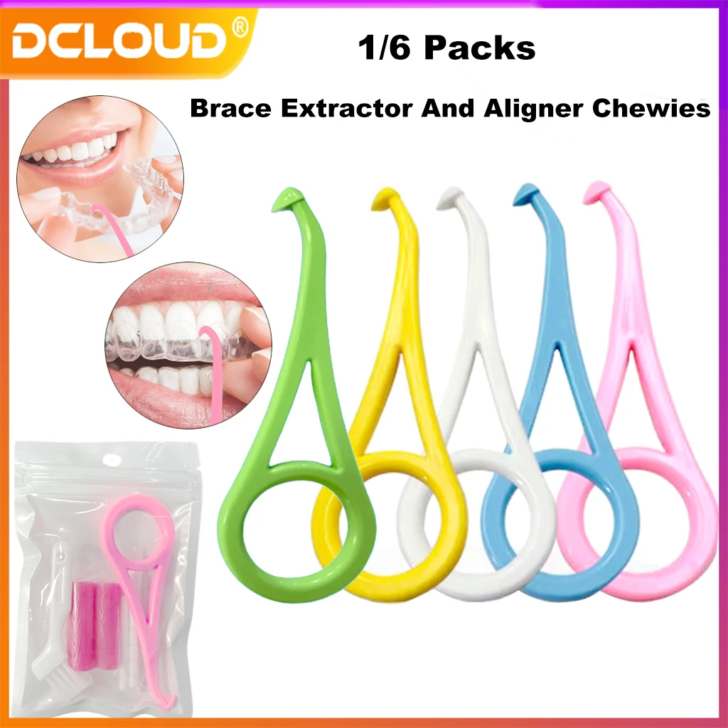 

1/6Packs Dental Orthodontic Aligner Remover Invisible Removable Brace Removal Tool Hook Set Chewies Silicone Stick Oral Care