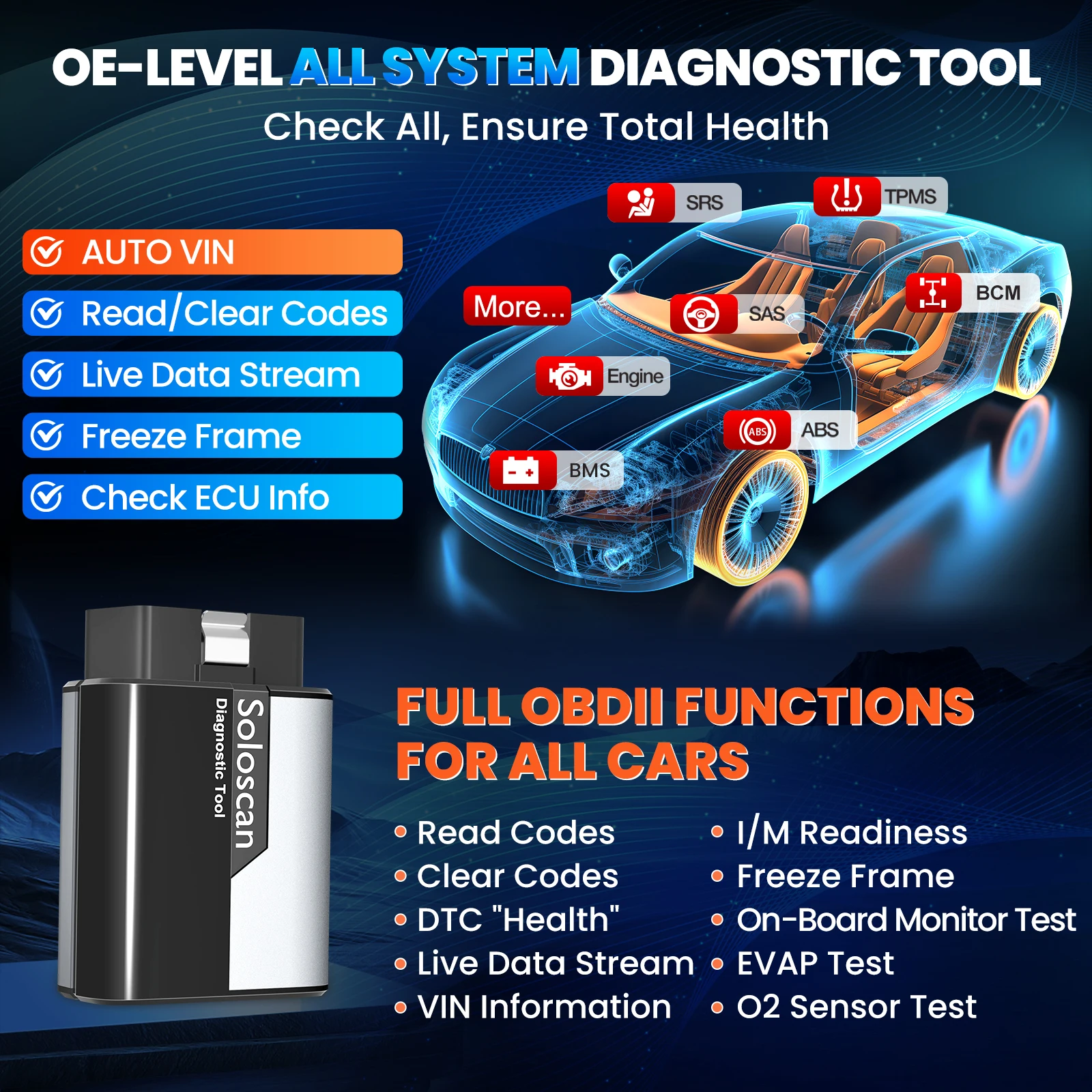 Kingbolen Soloscan 2026: Scanner Bidirezionale con Reset Completo, Diagnostica di Sistema Completa, Codifica ECU e Aggiornamenti Gratuiti a Vita - immagine 4