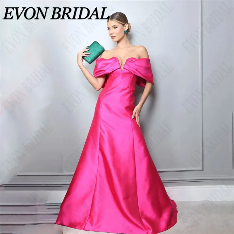 

EVON BRIDAL Off The Shoulder Satin Evening Dresses A-Line Sweetheart Simple Prom Gown Formal Occasion Custom Made Robe De Soiree