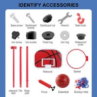 Elevatable Mobile Basketball Stand with Hanging Rebound Board and Leather Ball Toy for Kids Indoor Outdoor Sports Activity 7