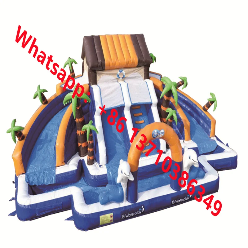 Manufacturer selling large outdoor palm tree inflatable pool water slide SW-02