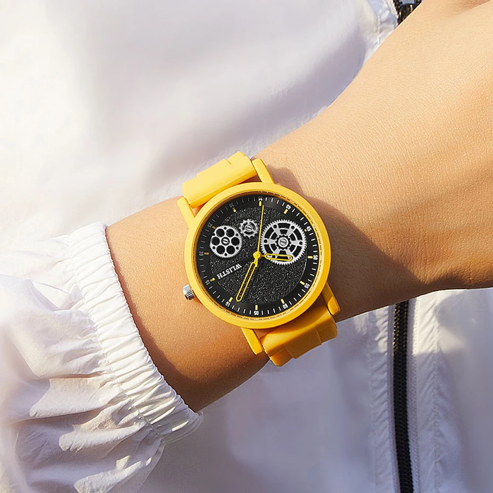 2023 Internet celebrity yellow fashion watch punk trend waterproof men and women high-value quartz watch new