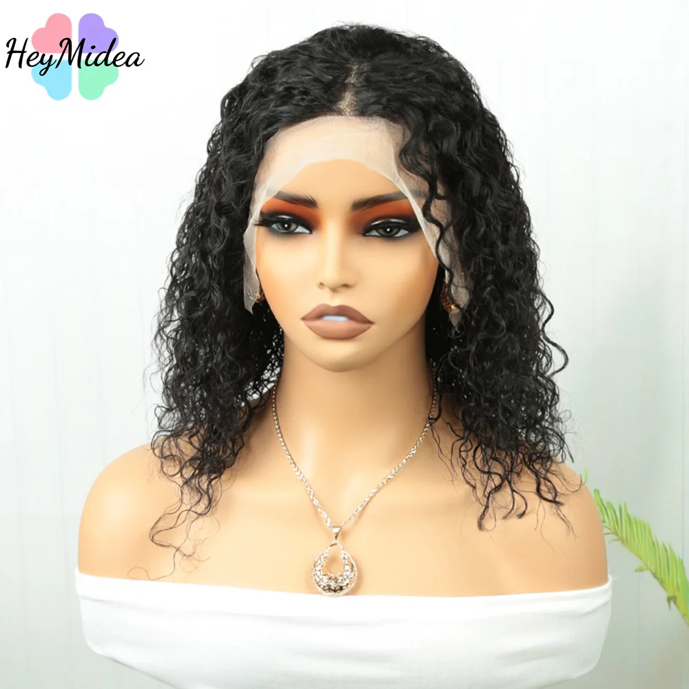 

180 Destiny Water Wave Bob 13x4 Lace Frontal Human Hair Wigs Transparent Brazilian Remy Short 4x4 Lace Front Wig HeyMidea