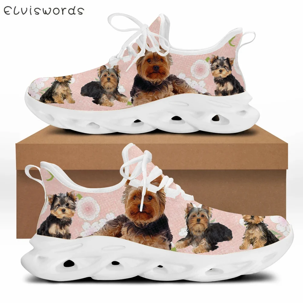 INSTANTARTS Yorkshire Terrier Print Casual Sneakers Women Shoes Dog Paw Brand Design Summer Spring Walking Foorwear Tennis Shoes