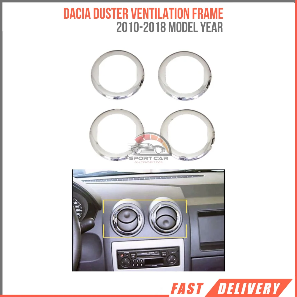 

For Dacia Duster 2010-2018 Internal Ventilation Frame 4 Pcs Stainless Steel Car Interior Accessories Chrome Styling Mold Trim
