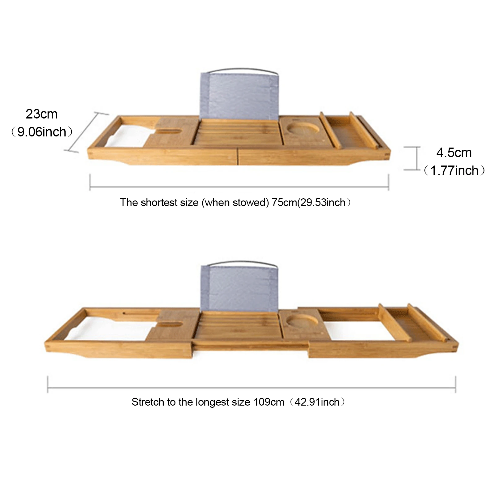 Bamboo Bath Tray Table – Over-the-Tub Caddy Shelf with Detachable Holder for Towels & Bath Accessories 5