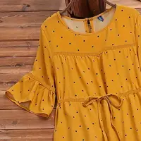 Plus size women's summer fresh pastoral style, small polka dot drawstring fashion simple elegant intellectual round neck dress。 - Image 5