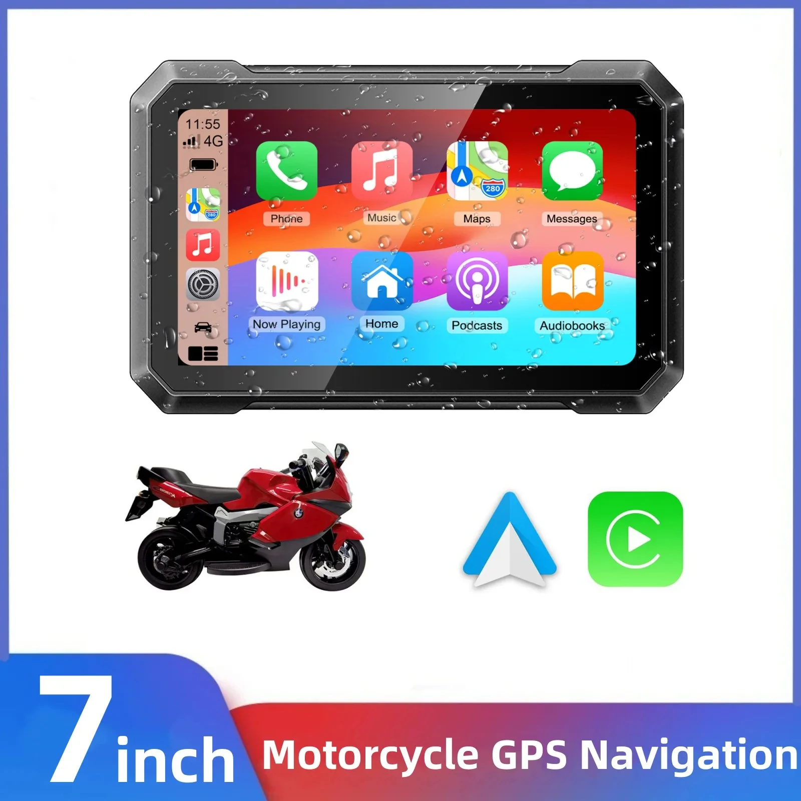 2023 nowy 7 ''motocykl bezprzewodowy Apple Carplay przenośny nawigacja GPS z systemem Android Auto Navigator wodoodporny ekran IPX7