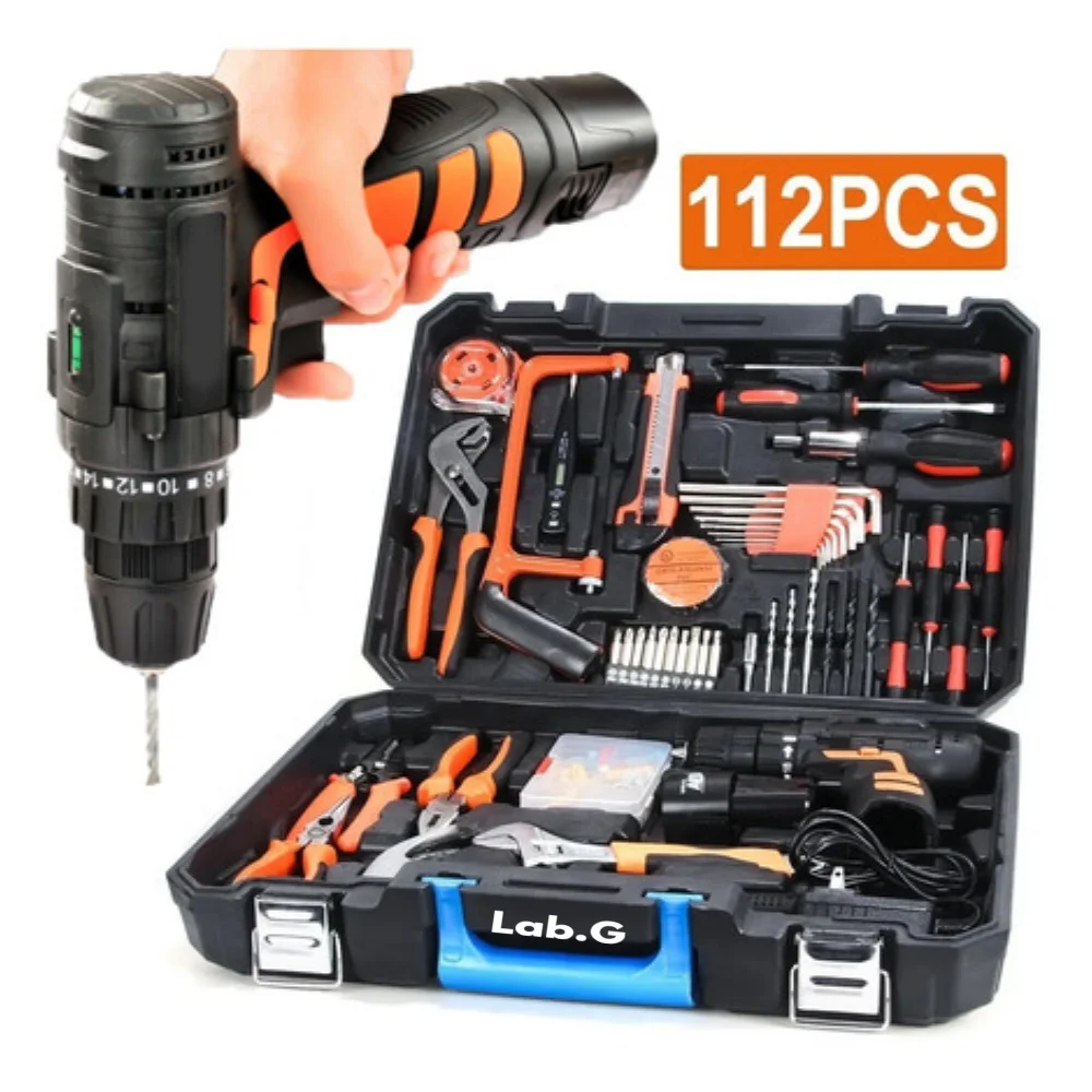 Kit De Herramientas Inalambricos Taladro Eléctrico112pcs Lab.G
