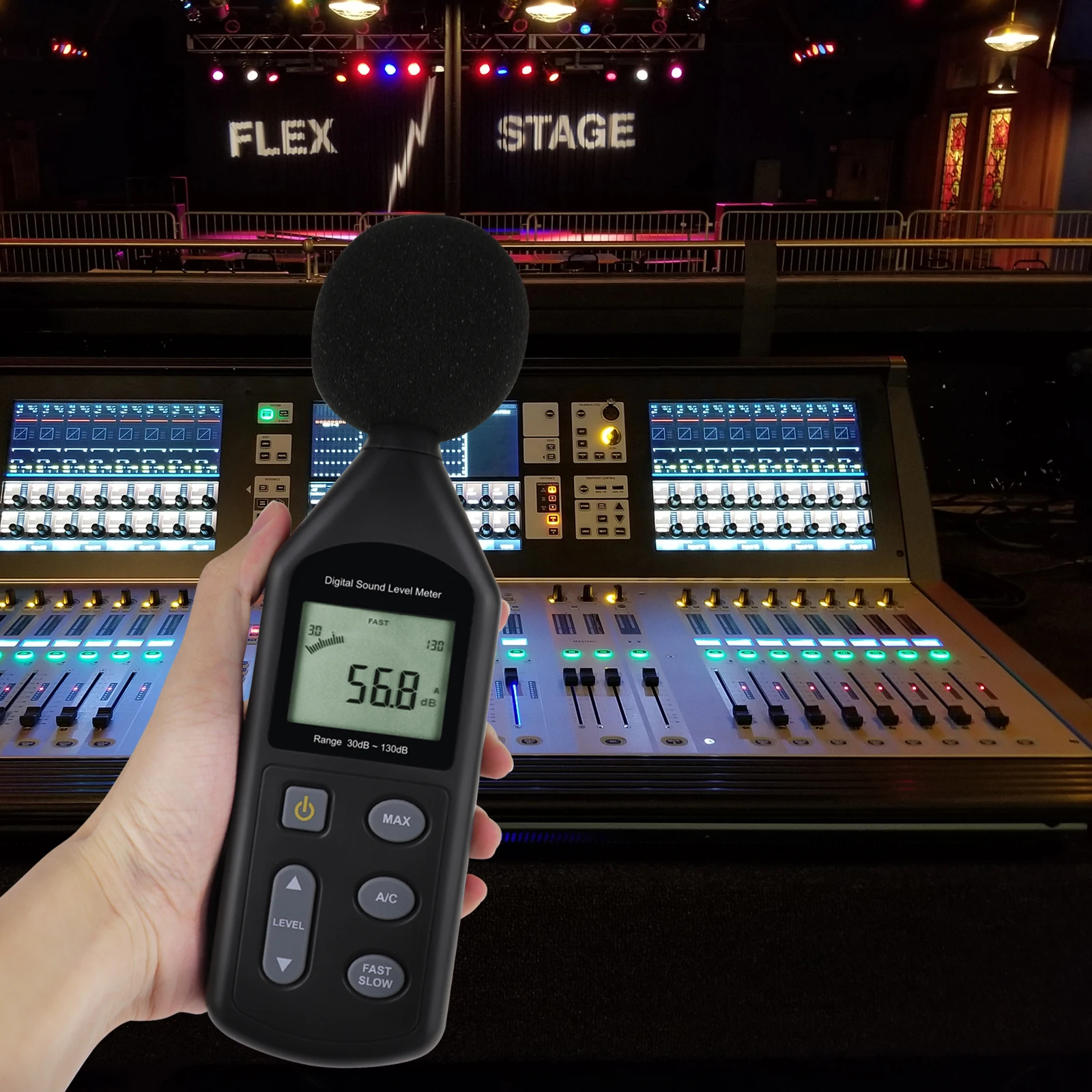 Digital Noise Sound Level Meter 30~130dBA A / C Frequency Weighting Tool Pre-calibrated Volume Tester W/ Tripod Hole 3