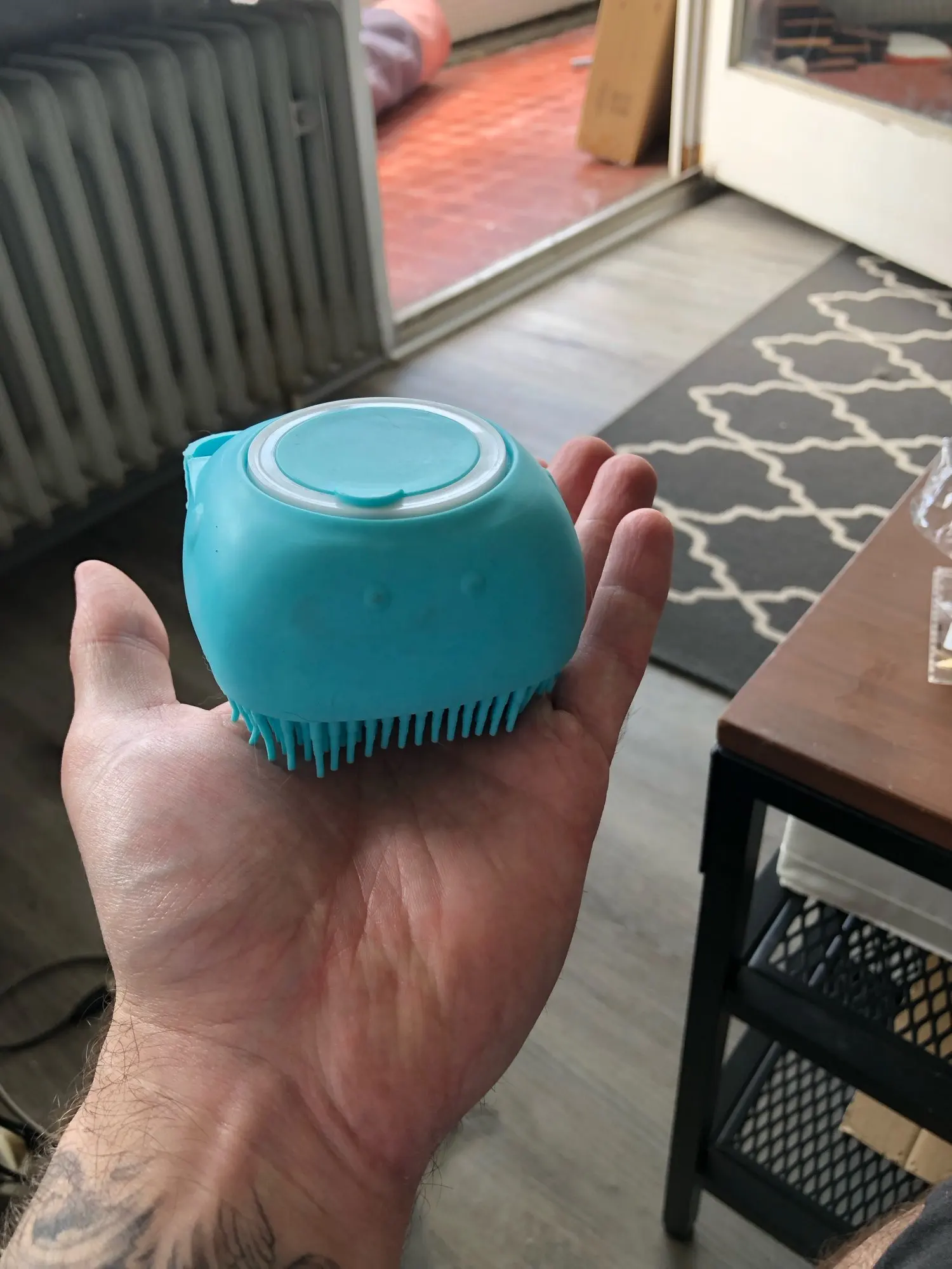 Brosse à shampoing 2-en-1 pour chien et chat – Peigne de massage en silicone avec réservoir 80ml, épurateur de toilettage doux pour poils courts photo review