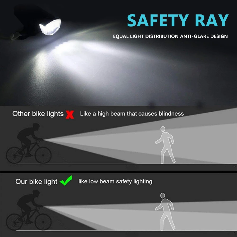 Podofo USB Rechargeable Bike Light Set Headlight Night Riding Lamp Warning Lamp Outdoor Bicycle Flashlight