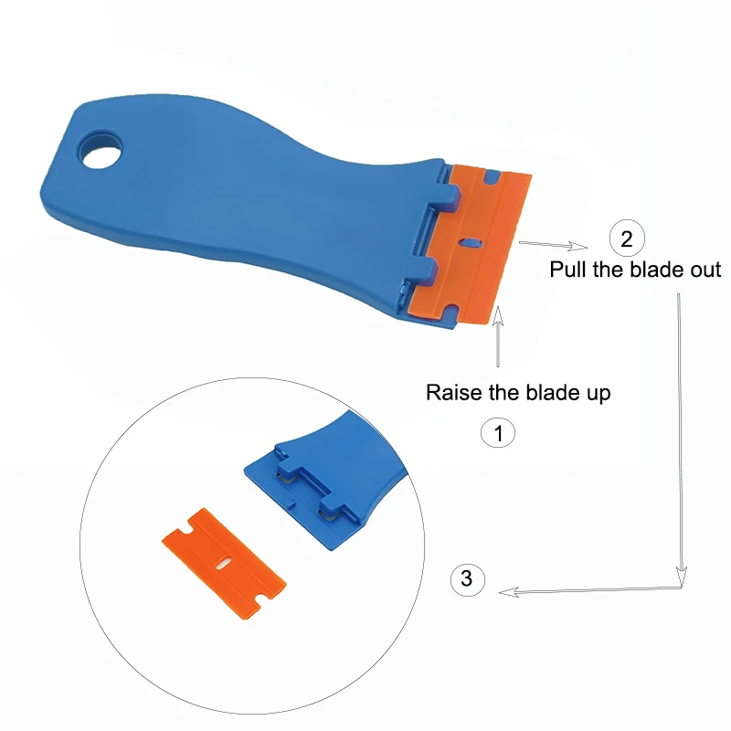 TOFAR 자동차 창문용 플라스틱 면도날 스크레이퍼, 틴트 청소 도구, 비닐 랩 필름, 유리 세라믹 오븐 라벨 스티커 리무버, 52 개