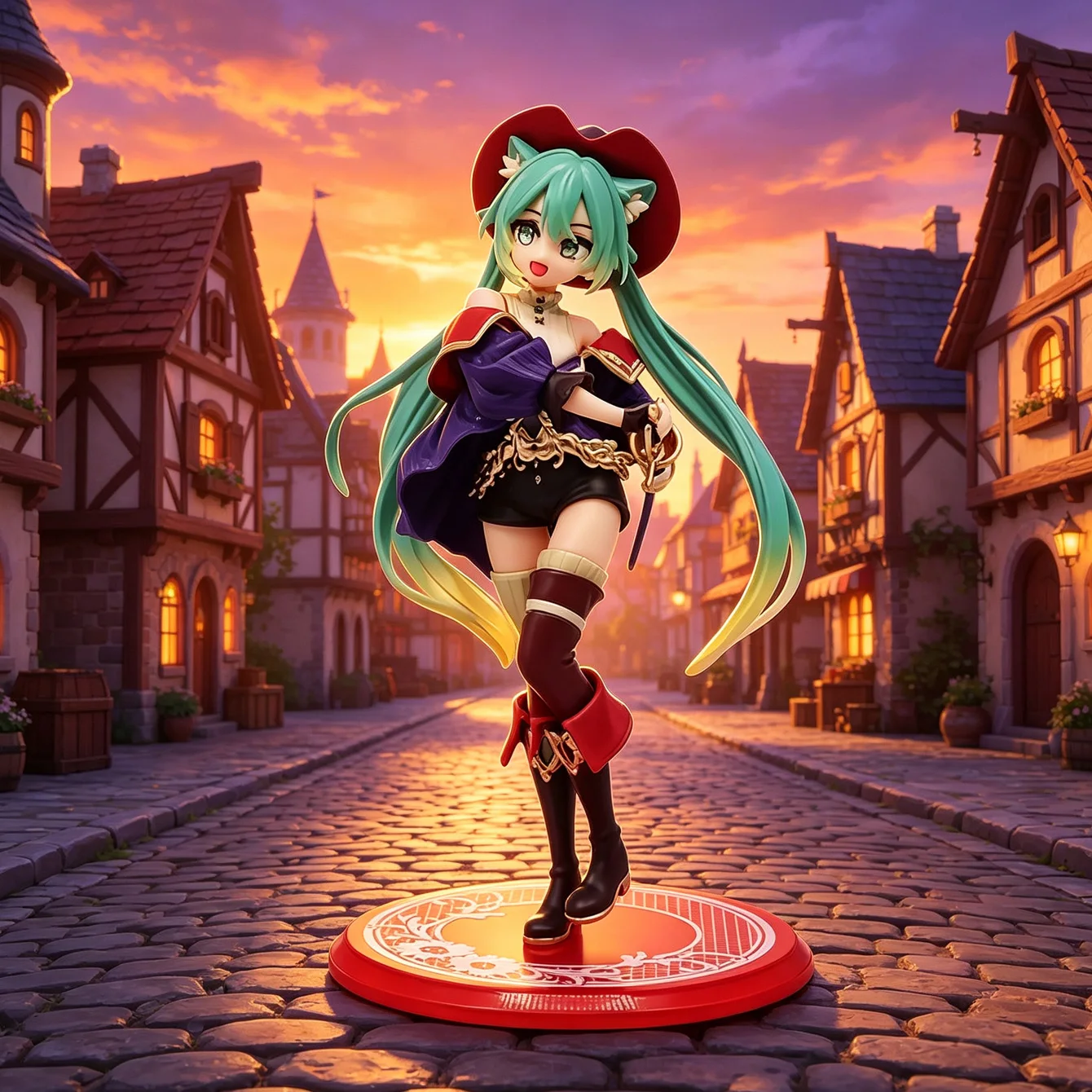 Fantasy Musketeer Fairy Tale Collectible Anime Figure – Durable PVC Display Piece