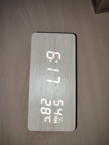 Digital Wooden Alarm Clock USB/AAA Powered photo review