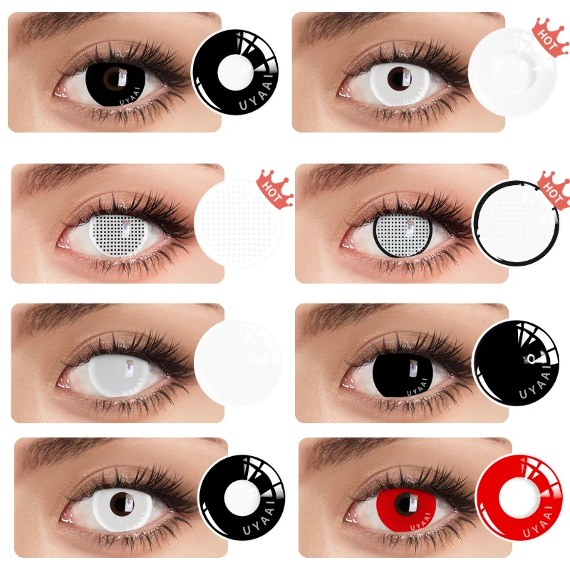 Cosplay Vampire Wit Leerlingen Anime Red Contacten 1 Paar Halloween Zwarte Kleur Contactlenzen Voor Ogen| | - AliExpress