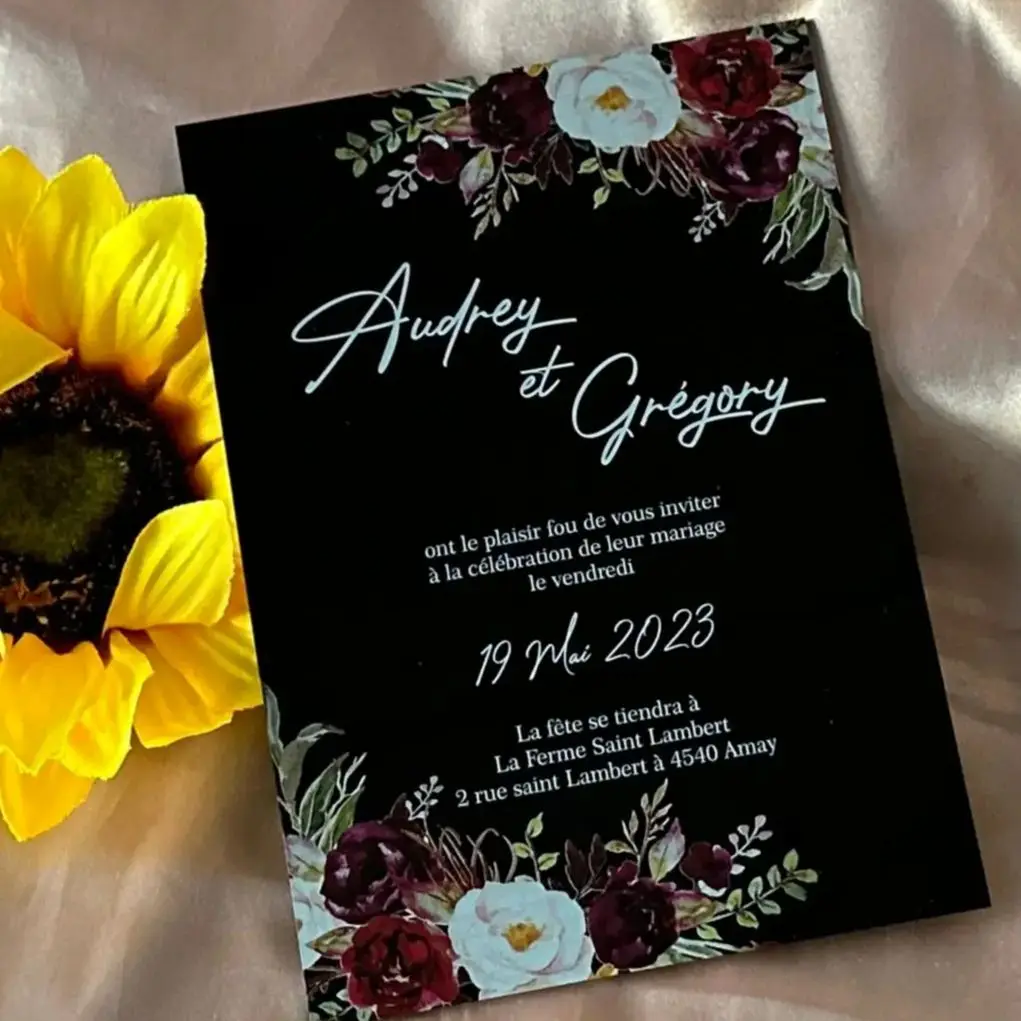 

Персонализированное акриловое Свадебное приглашение, розово-черное приглашение Quinceanera, индивидуальное приглашение на день рождения, 10 шт.