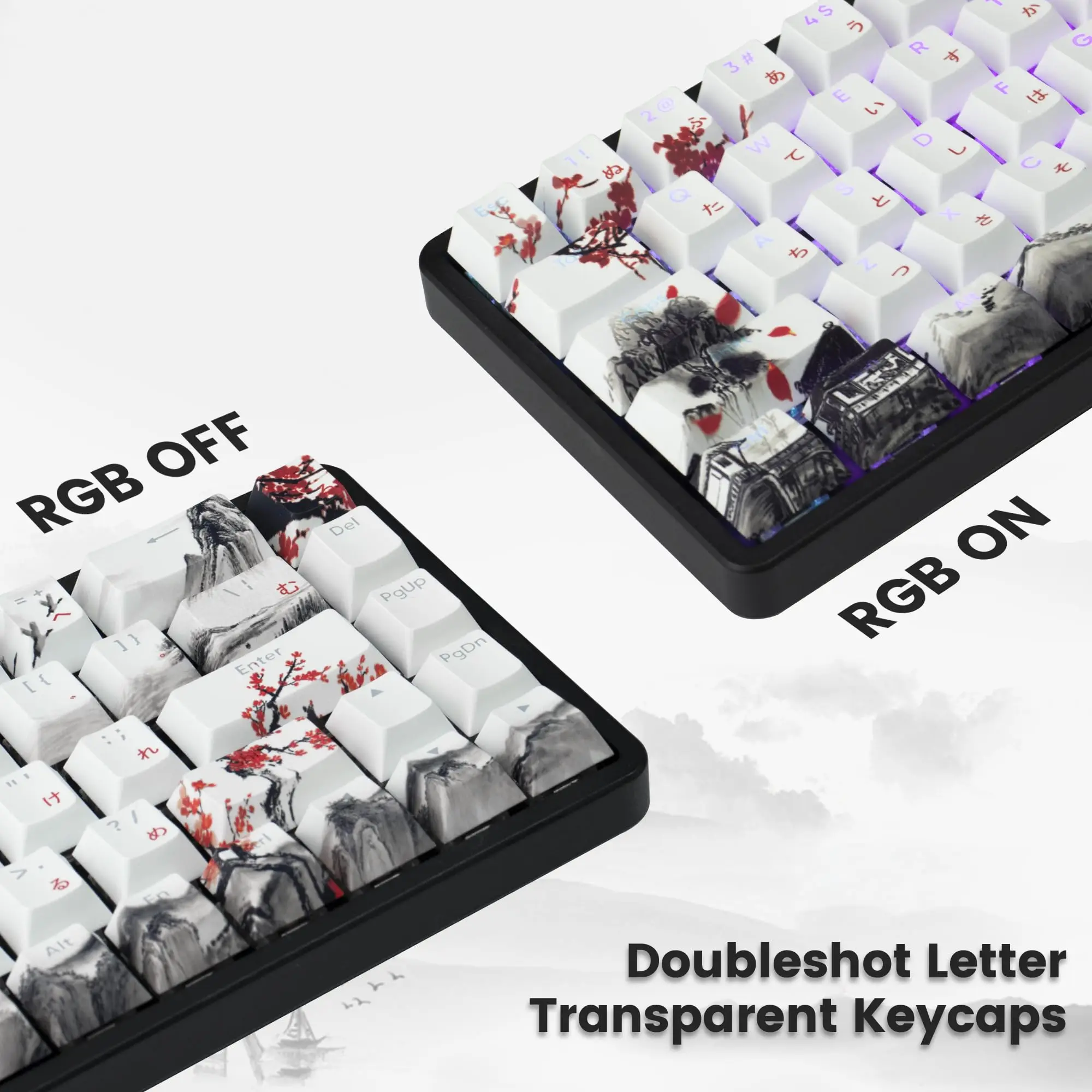 Pbt Keycap para Teclado Mecânico Gamer 127 Teclas Brilho Através do Perfil Plum Blossom Cherry Dye-sub Cherry mx Switches - Imagem 4