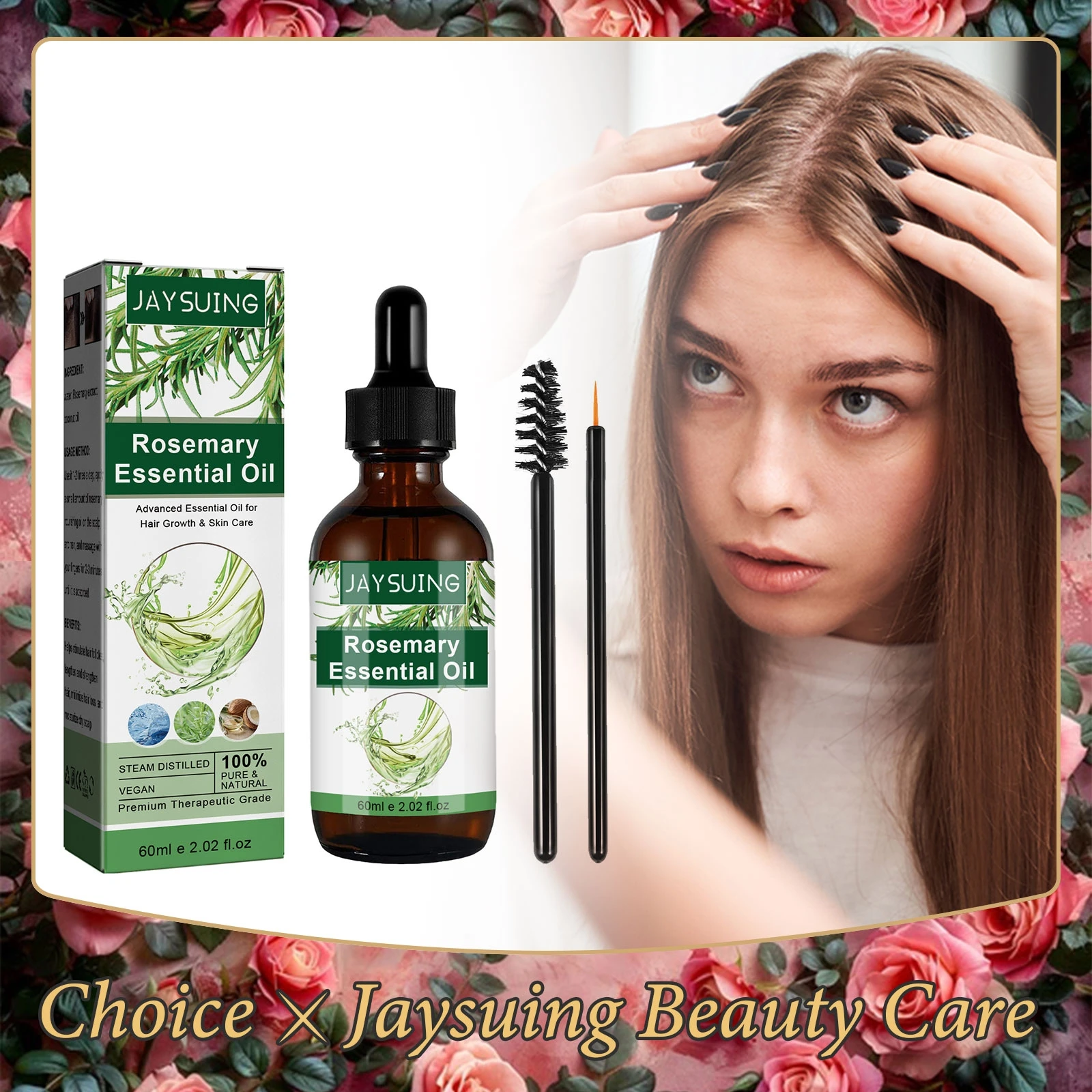 Rosemary Hair Strengthening Oil Eyelash Growth Promote Eyebrow Growing Anti Hairs Loss Nourishing Smooth Hair Essential Oil 60ml