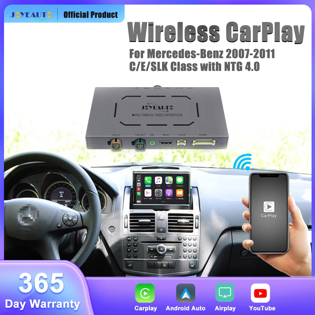 

JOYEAUTO Wireless CarPlay for Mercedes Benz C E SLK Class 2007-2011 W204 W212 X204 NTG 4.0 With Android Auto Mirror Link AirPlay