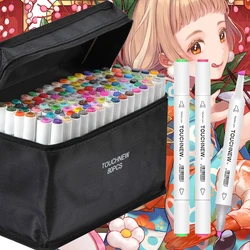 TOUCHNEW 30/40/60/80/108color Alcohol Markers Dual Headed Artist Sketch Alcohol Ink Pen Marker For Animation Manga Art Supplies