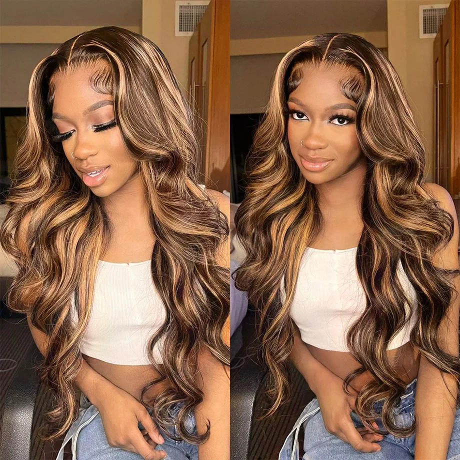 Body Wave Highlight Wigs Human Hair 13x4 13x6 Lace Frontal Wig Brazilian Colored Human Hair Wigs For Women Loose Deep Wave Sale 3