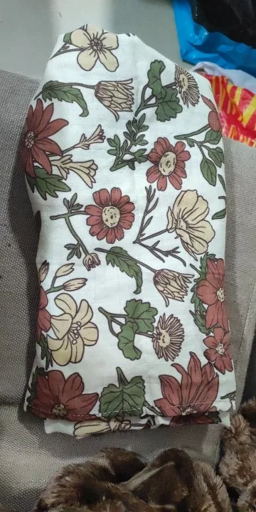 Baby Blankets Newborn Wrap Eucalyptus Leave Printed Organic Bamboo Cotton Muslin Swaddle Bedding Cover Baby Born photo review
