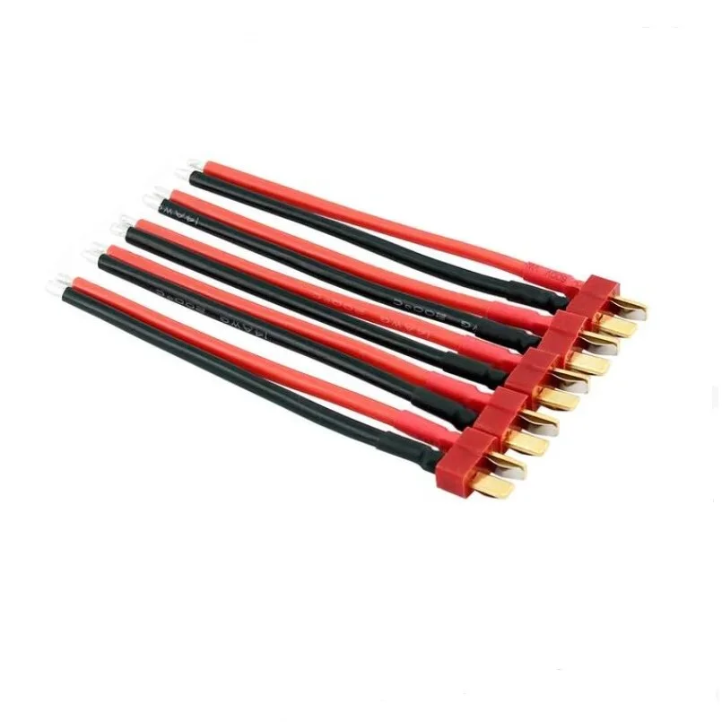 딘 울트라 피그 테일 케이블 T 플러그 커넥터, 남성 및 여성 10cm 14 AWG 소프트 실리콘 와이어 RC 취미 쿼드콥터 리포 배터리용