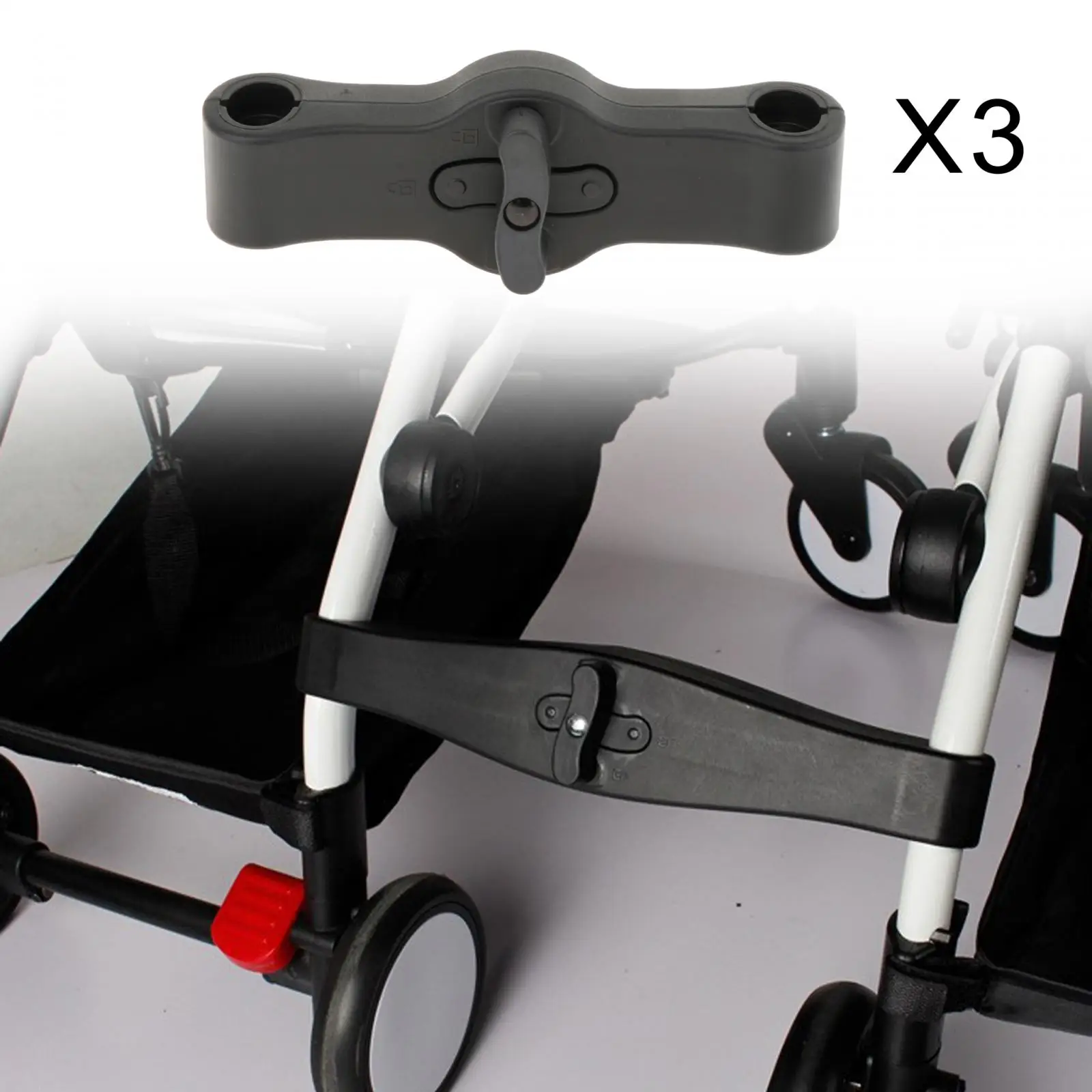 3x 2 in1 Dual Stroller Connectors Portable Adjustable Side by Side Safety Pushchair Coupler Insert for Infant Cart Replace Part