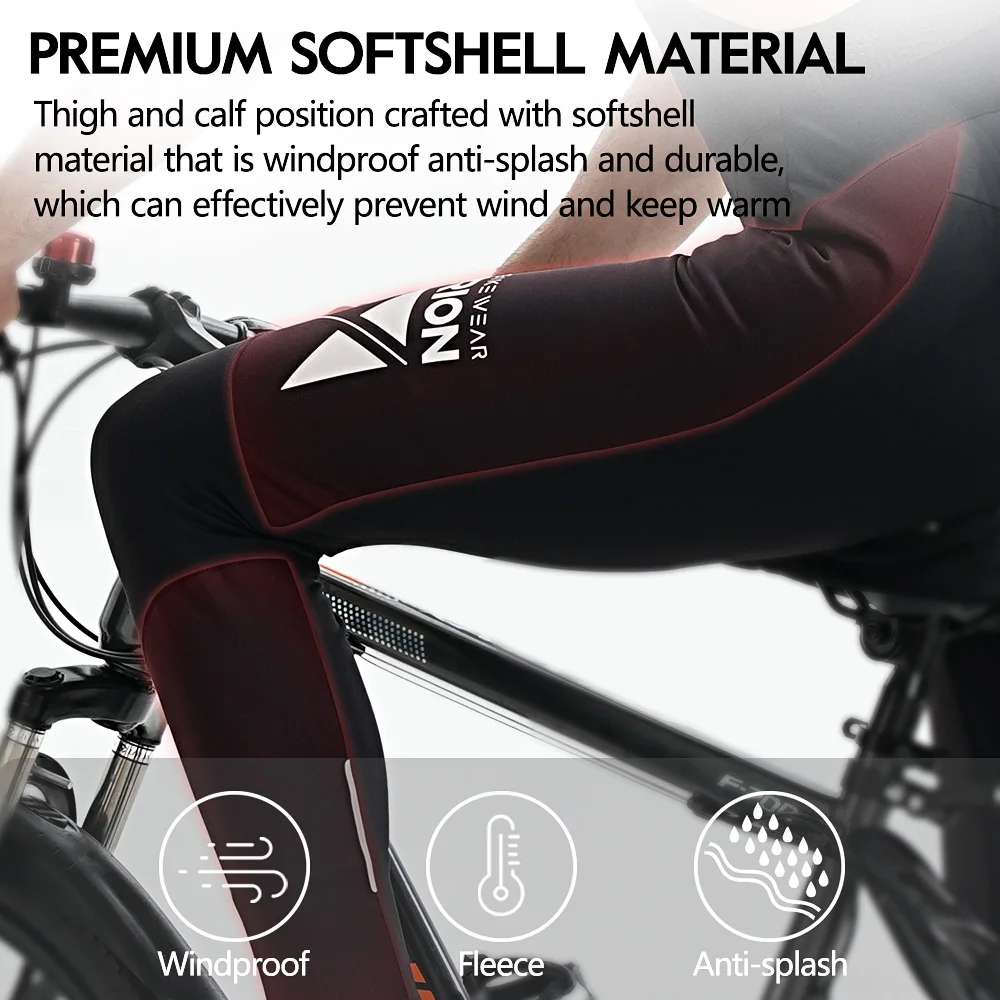 RION Cycling Pants Men Women Winter Thermal Bicycle Trousers MTB Tights Padded Road Bike Bibs Anti-splash Windproof  Bib 7H 8H 4
