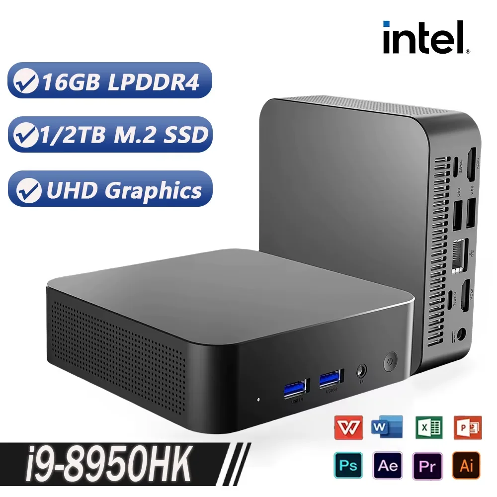 Mini PC Windows 11 Pro Intel Core i9 8950HK 16GB DDR4 1TB