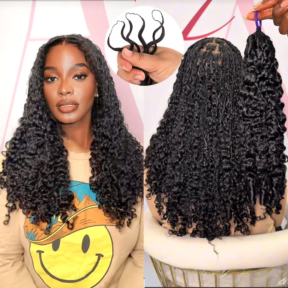 Burmese Curly Braids Boho Miracle Knots Crochet Human Hair 100% Human Hair Extension Feathered Human Crochet Hair For Braiding 3