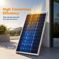 Panneau solaire bifacial de 120 watts, module solaire en verre trempé à haute efficacité avec cadre en aluminium, étanche et résistant aux intempéries pour système d'alimentation extérieur de maison, camping-car, bateau. 3