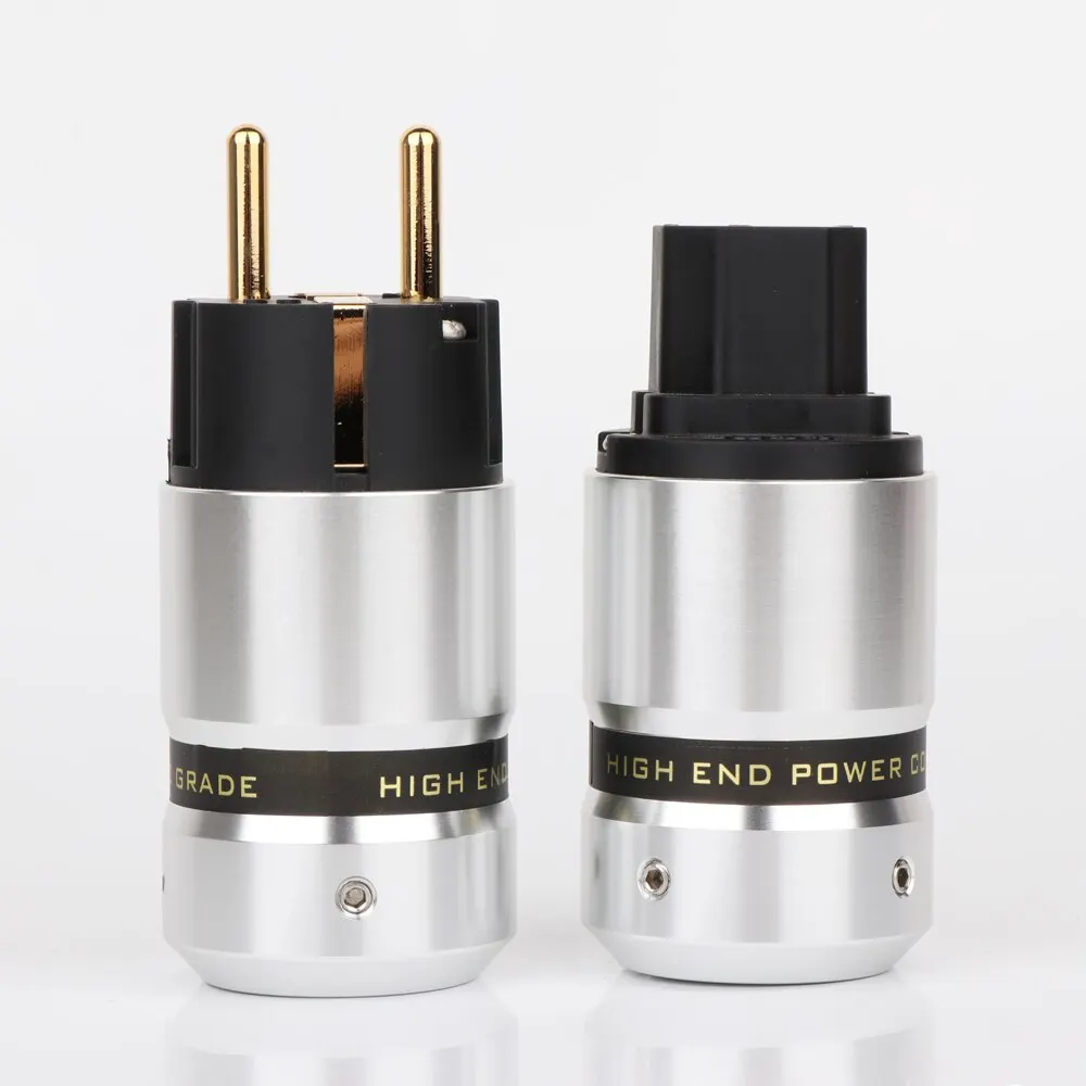 High-end-Stromanschluss Gold/Rhodiniert Schuko Stecker Hifi IEC320 C15 Stecker Buchse DIY Netzkabel Kabel – Detail 8