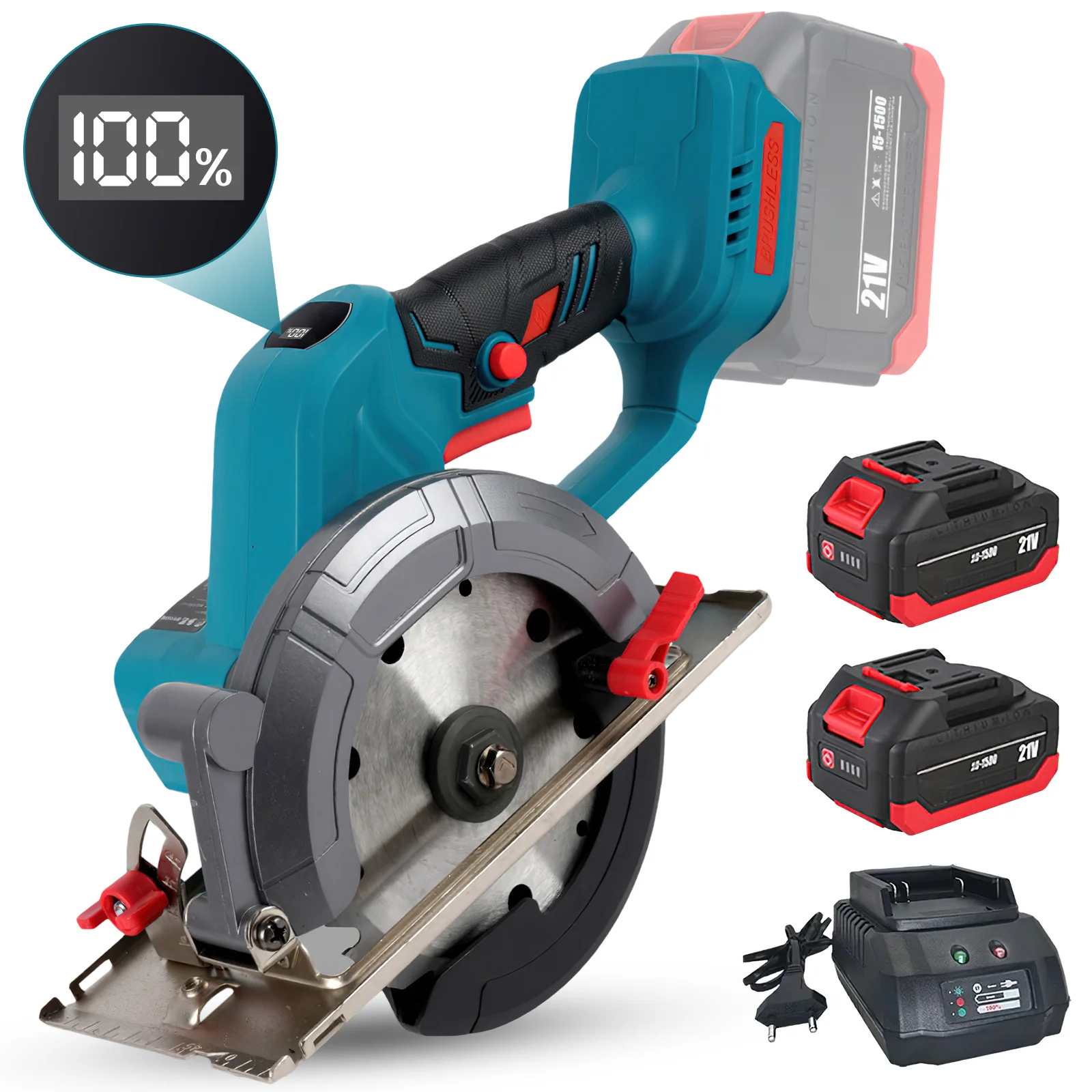 DWiusty 6 Zoll bürstenlose Kreissäge, kompakte elektrische Säge, Holz-, Metall- und Keramikfliesenschneider, Elektrowerkzeug für Makita 18 V Akku – Detail 1