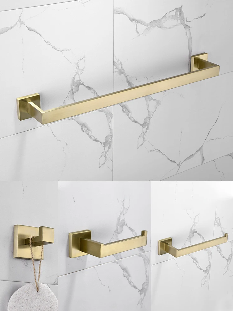 BagnoLux Brushed Gold Stainless Steel Wall Hook Toilet Paper Holder Towel Bar Bathroom Accessories paper towel holder,toilet paper holder,towel hook,bathroom hardware set,bathroom hardware accessories,clothes hook