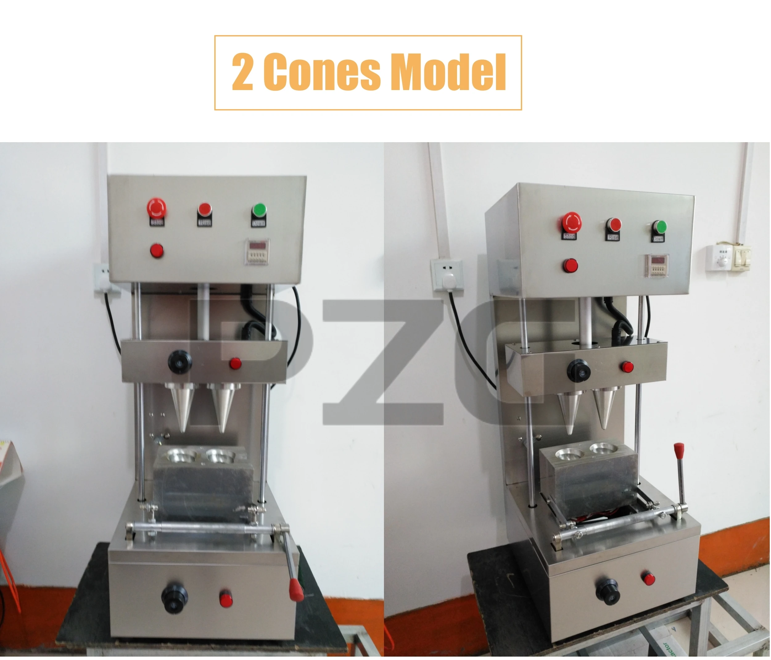 Description Picture 4 of item4 Cones Spiral Pizza Cone Molding Moulding Machine Cheap Pizza Cone Making Forming Maker Rotary Pizza Cone Oven Warmer Showcase