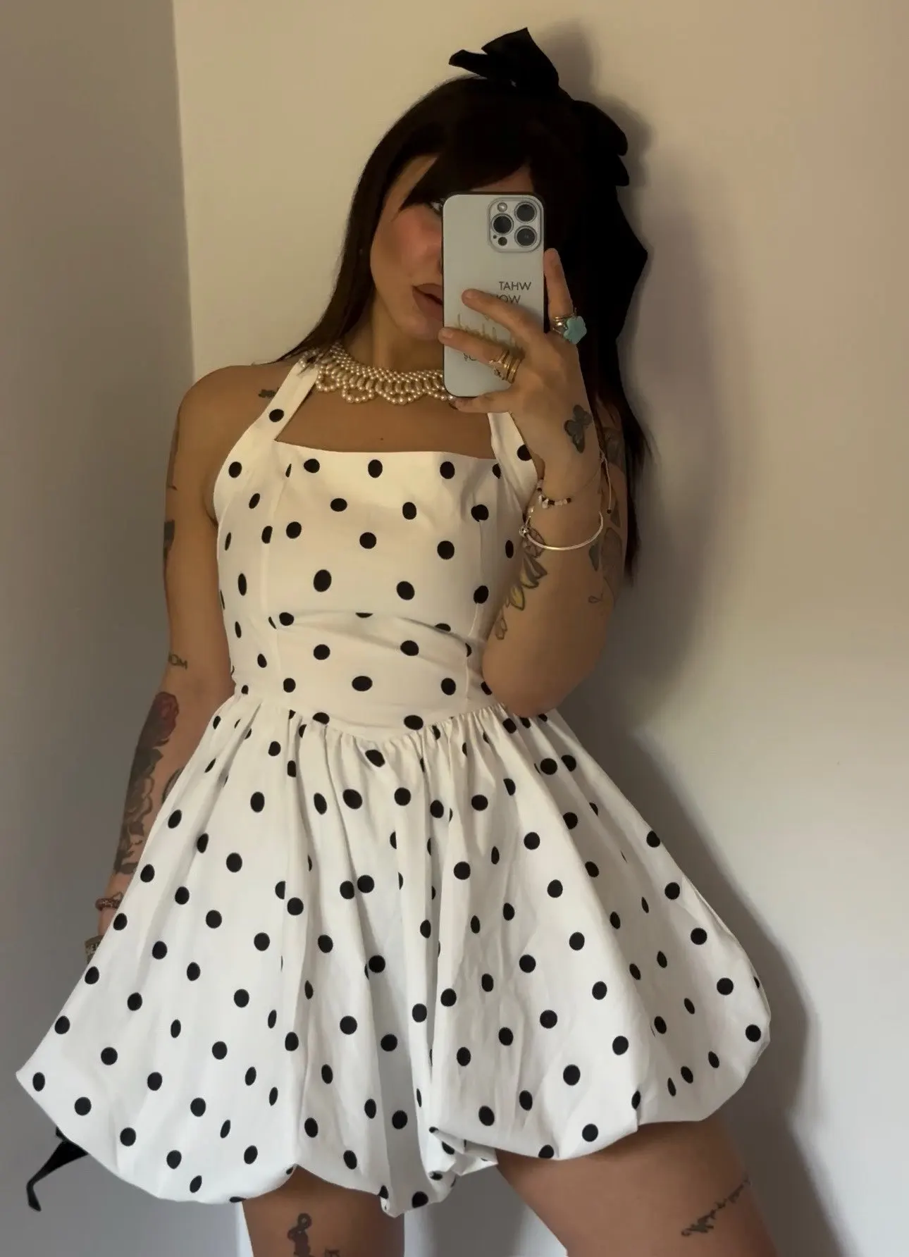 Vintage Polka Dot Halter Mini Dress - Beach Ready A-Line Style photo review
