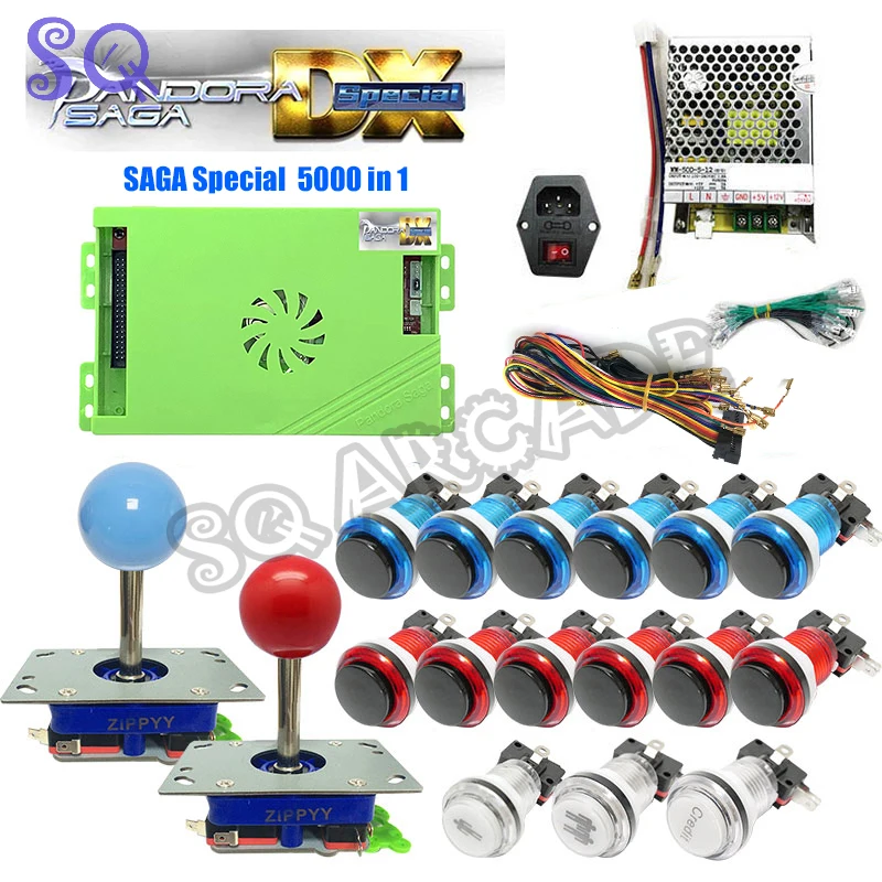Pandora SAGA Box DX Special Arcade DIY Kit 5000 Game In 1 LED Push Button Zippy Joystick Power Supply for Bartop Machine Cabinet