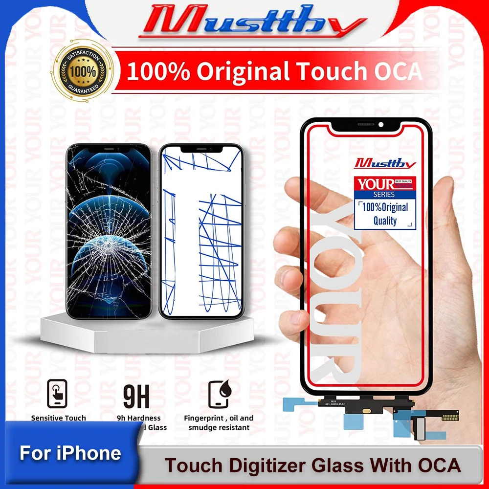 Musttby 5pcs OEM Front Outer Touch Screen Digitizer Glass With OCA Goose Hollow Replacement For iPhone X Xs 11 12 pro max Sensor